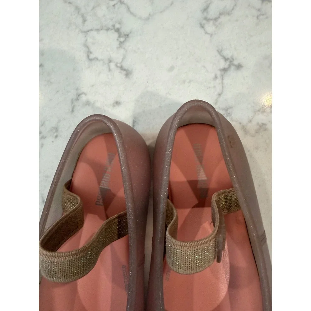 Mini Melissa Sweet Love Rose Gold Glitter Jelly Mary Jane Flats Toddler Size 9